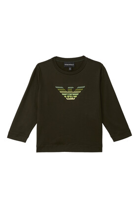 Jersey Jumper with Gradient Eagle Embroidery